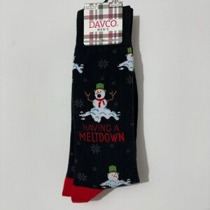 NWT Davco Mens Christmas Snowman Socks "Having a Meltdown" Size 6-12